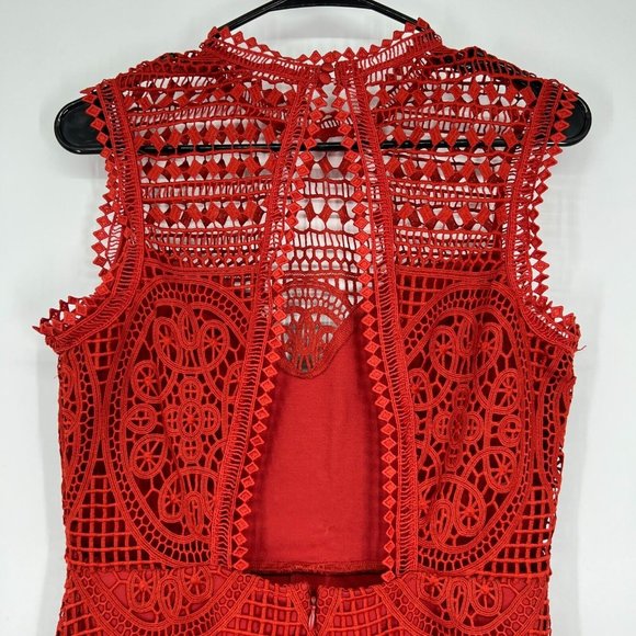 Lovers + Friends Dress Red Blush Cutout Lace Open Back Sleeveless - Picture 9 of 12